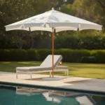 شمسية حديقة خشب زان مدورة 3×3 متر