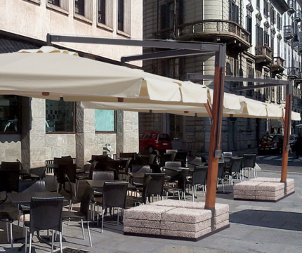 شمسية كبيرة كانتليفر 3.5×3.5 لون أبيض | شمسيات كافيهات متحركة 360°