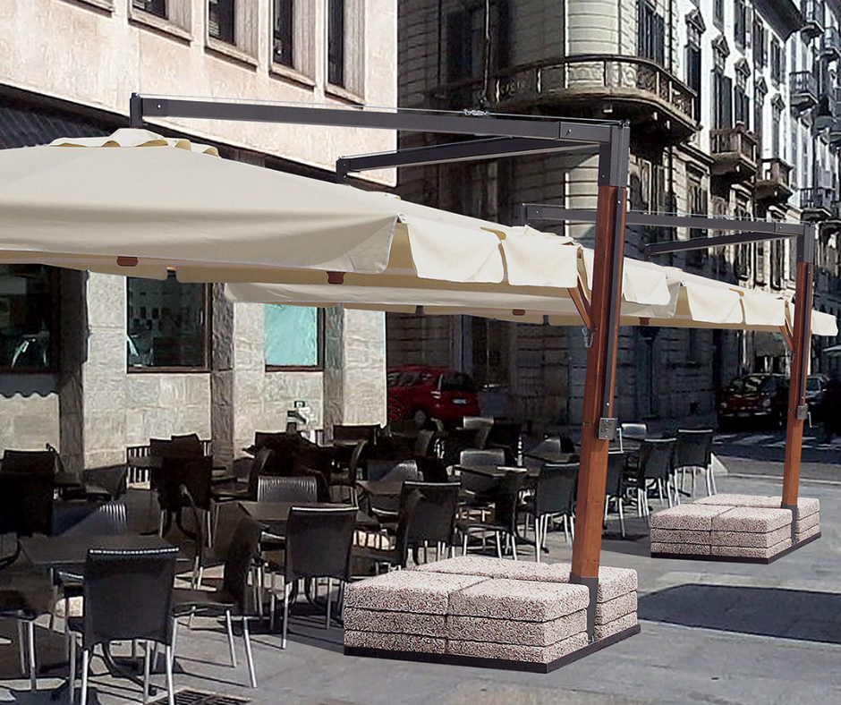 16 شمسية كبيرة كانتليفر 3.5×3.5 لون أبيض | شمسيات كافيهات متحركة 360° - الصورة 1