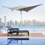 ⁦شمسية بحر ستيل بعمود 50 مم وقماش Black Out⁩ - الصورة ⁦2⁩