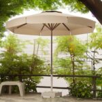 شمسية كبيرة بيج خشب زان روماني وقاعدة رخام | شماسي