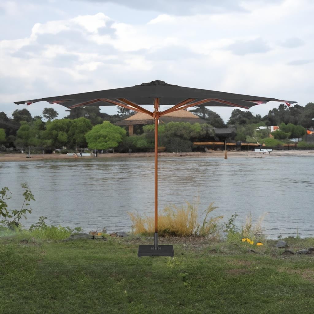 Umbrella 260×220×220 cm - Black شمسيات خشب زان روماني سوداء | شماسي بقاعدة رخام - الصورة 1