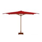 ⁦شمسيات حدائق خشب زان روماني | شماسي حمراء بقاعدة رخام⁩ - الصورة ⁦3⁩