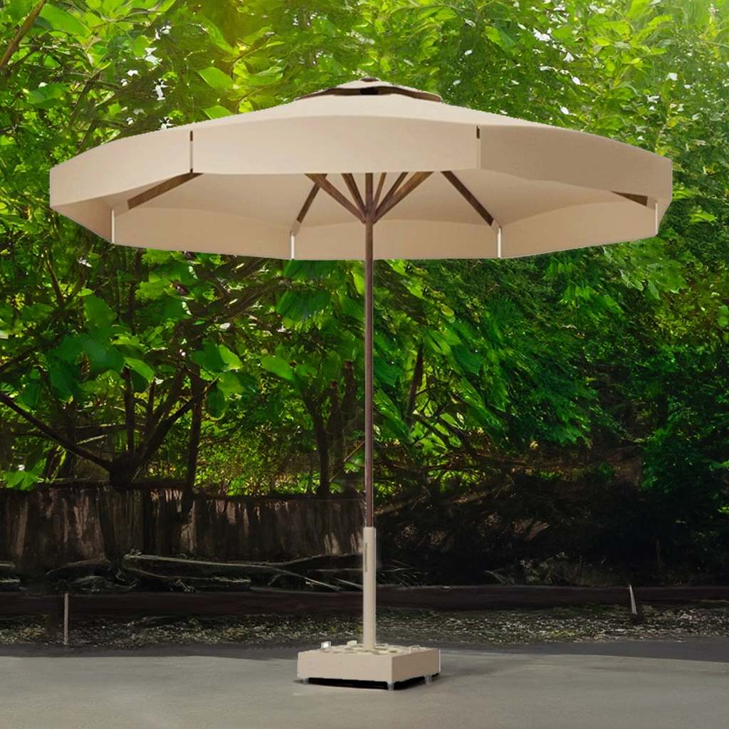 Umbrella 260×320 cm - Beige شمسية بحر بيج خشب زان روماني | شماسي بقاعدة رخام 320 سم - الصورة 1