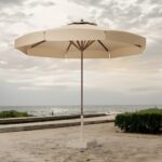 شمسية بحر بيج 400 سم خشب زان روماني | شماسي بقاعدة رخام