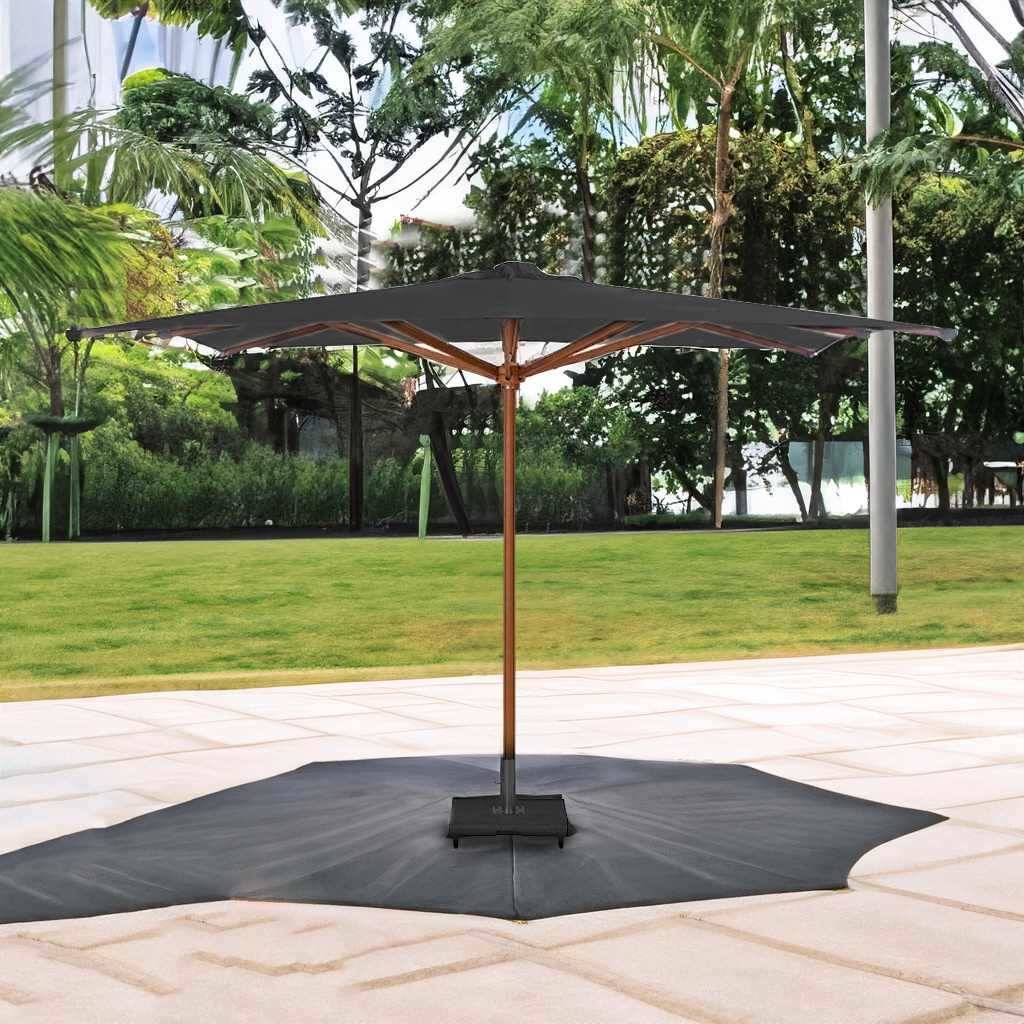 Umbrella 330×330×260 cm - Black مظلات شمسية سوداء خشب زان روماني | شماسي بقاعدة رخام 330×330 - الصورة 1